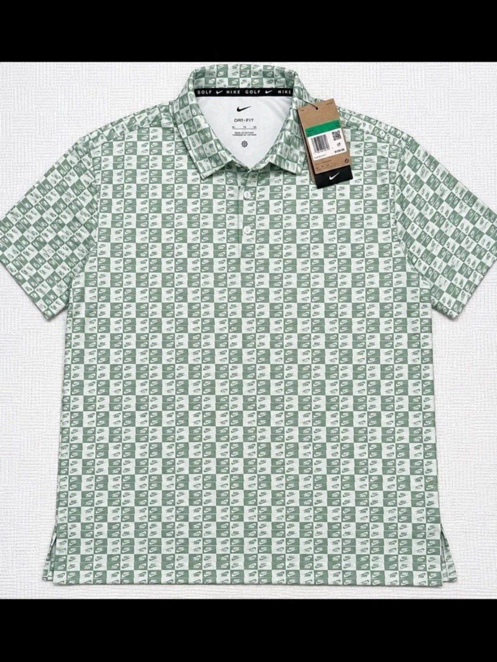 Nike Light Green Patterned Dri-FIT Golf Polo